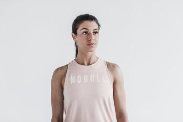 Nobull High-Neck Seasonal Colors Women's Tank Tops Rose | Australia (WZ4901)